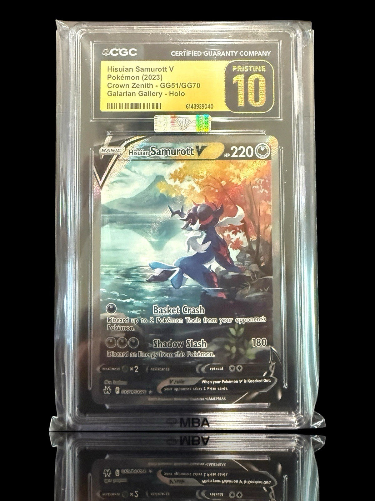 ‼️ Hisuian Samurott V GG51 Pokemon Crown Zenith~PRISTINE 10~SILVER DIAMOND MBA💎