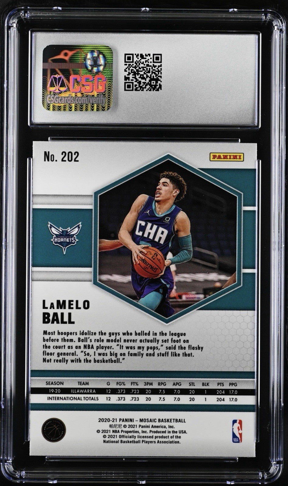 ‼️2020-21 Panini Mosaic - Rookie Variation LaMelo Ball #202 (RC) Grade 9!💨
