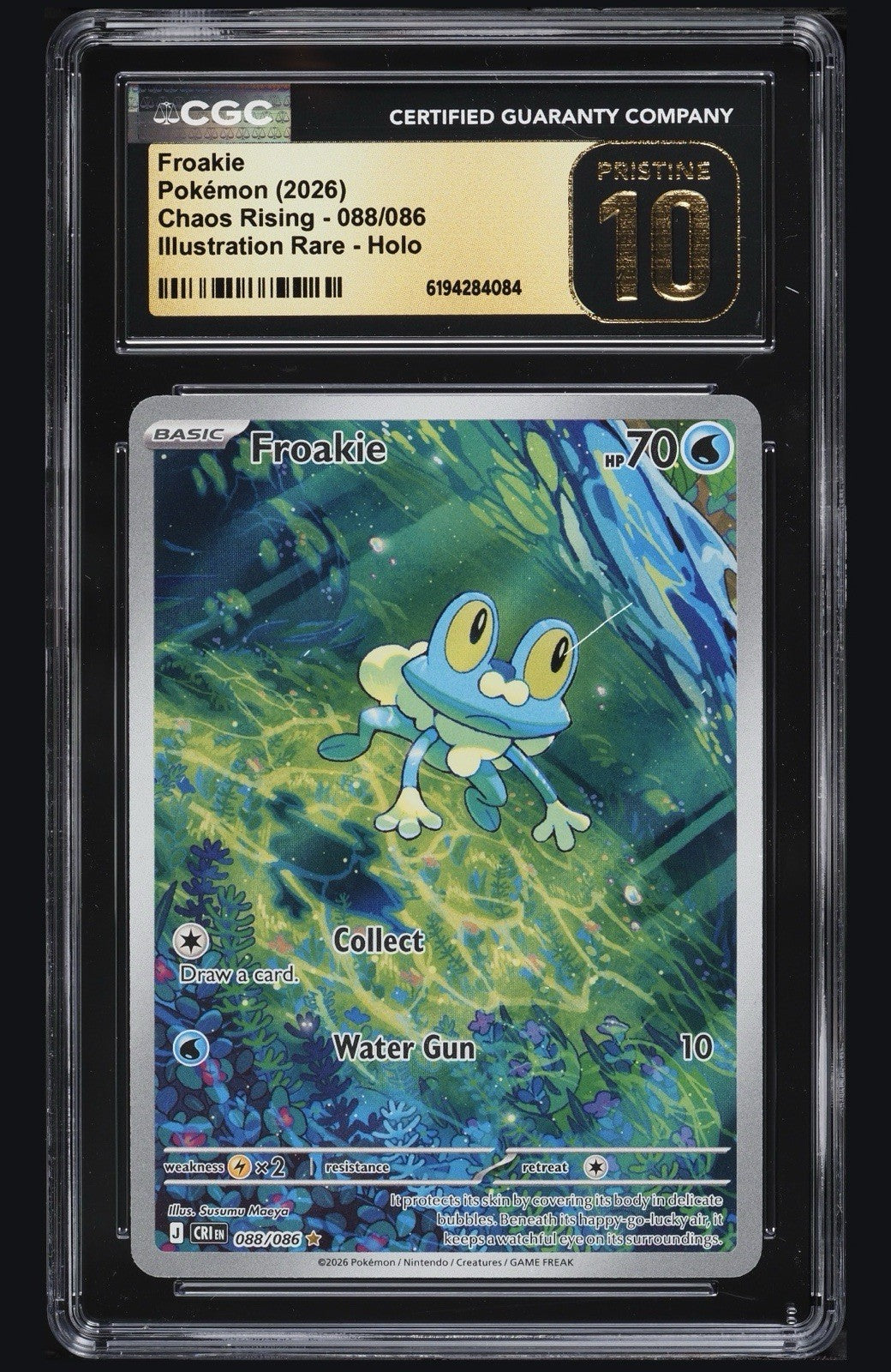 ⚠️ Froakie 088/086 Pokemon Chaos Rising~PRISTINE 10 GOLD LABEL TOP POP!💨