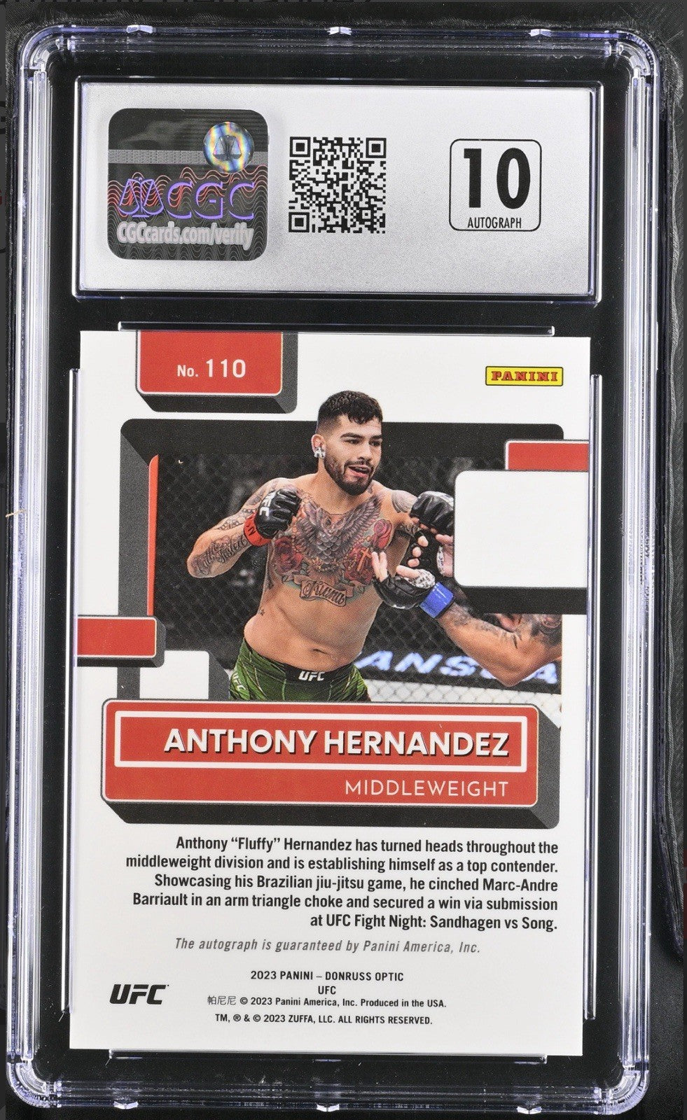 ‼️2023 Donruss Optic UFC ANTHONY HERNANDEZ GRADE 10~AUTO 10 Rated Rookie~POP 1💨
