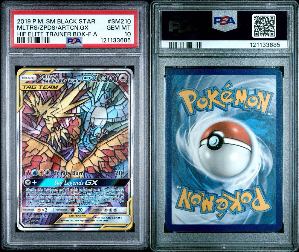‼️ 2019 POKEMON BLACK STAR PROMO FULL ART/MOLTRES & ZAPDOS & ARTICUNO GX PSA 10