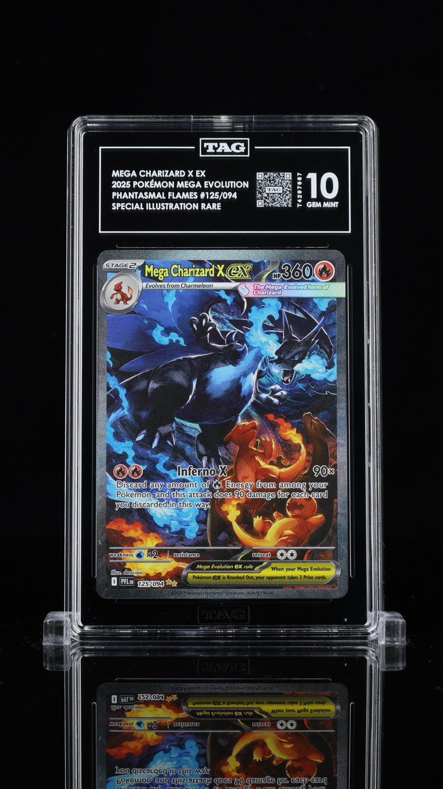 🔥 Mega Charizard X ex 125/094 Phantasmal Flames SIR TAG GRADE 10!💨