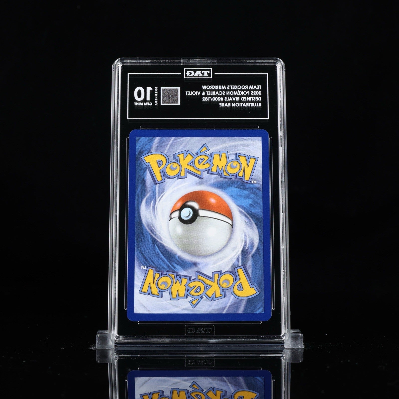 ‼️Team Rocket's Murkrow 200/182: Destined Rivals Holo TAG GRADE 10! FAST SHIP!💨