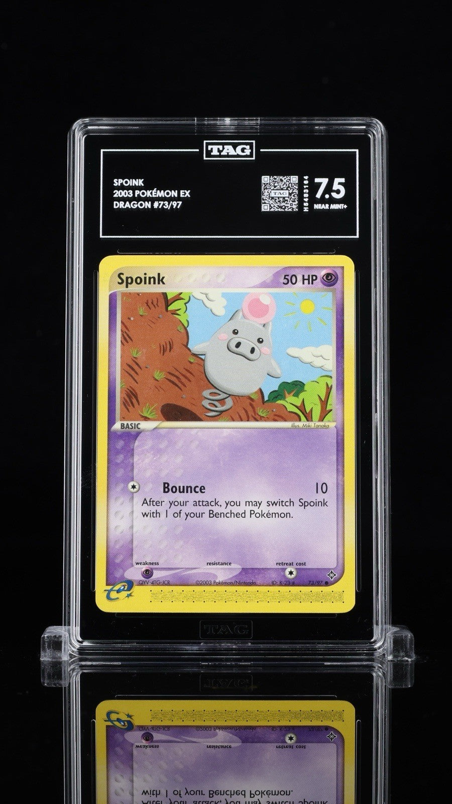⚠️ Spoink 73/97 Pokemon EX Dragon Regular~ TAG GRADE 7.5~FAST SHIP SHOOT OFFER💨