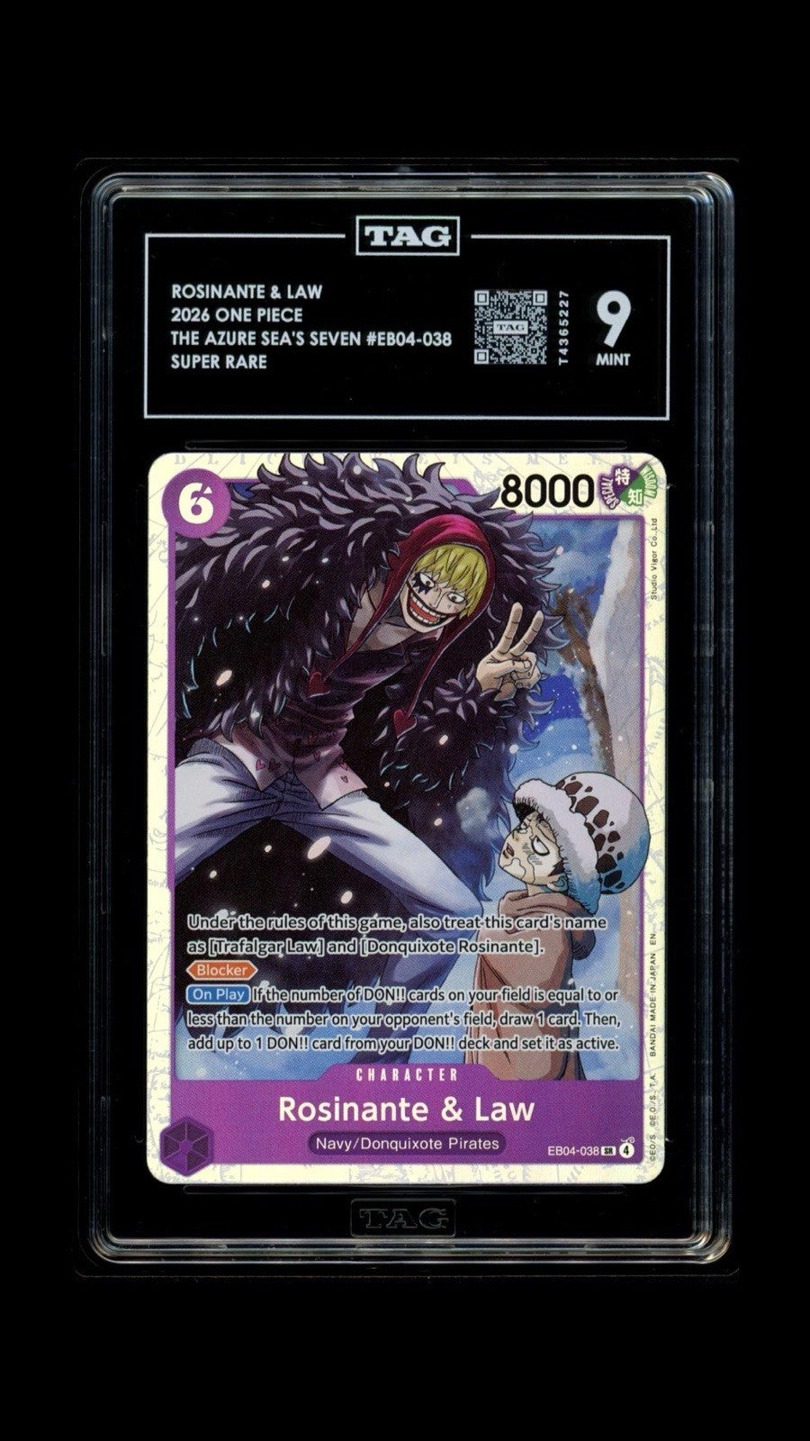 ‼️Rosinante & Law EB04-038 The Azure Sea's Seven Foil TAG GRADE 9~SAME DAY SHIP