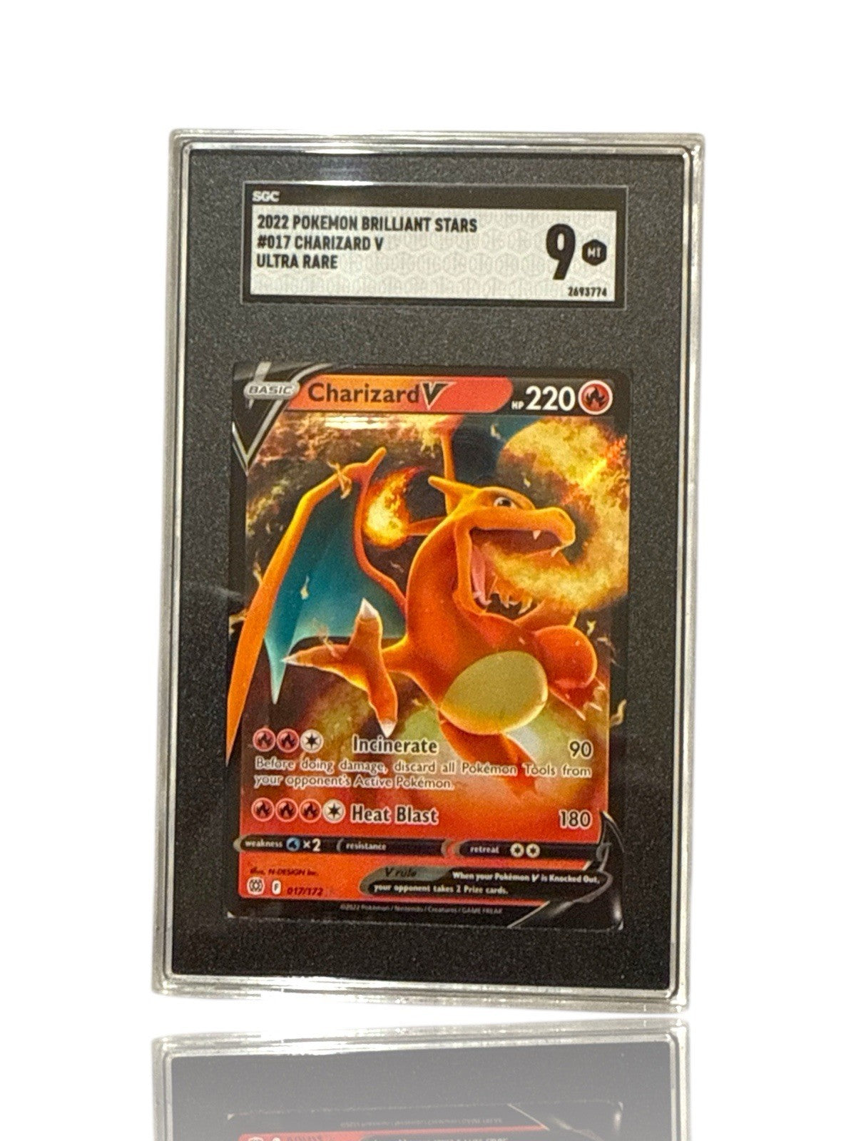‼️Pokemon Charizard V 017: Brilliant Stars Holo GRADE 9~FAST SHIP~SHOOT OFFER!💨
