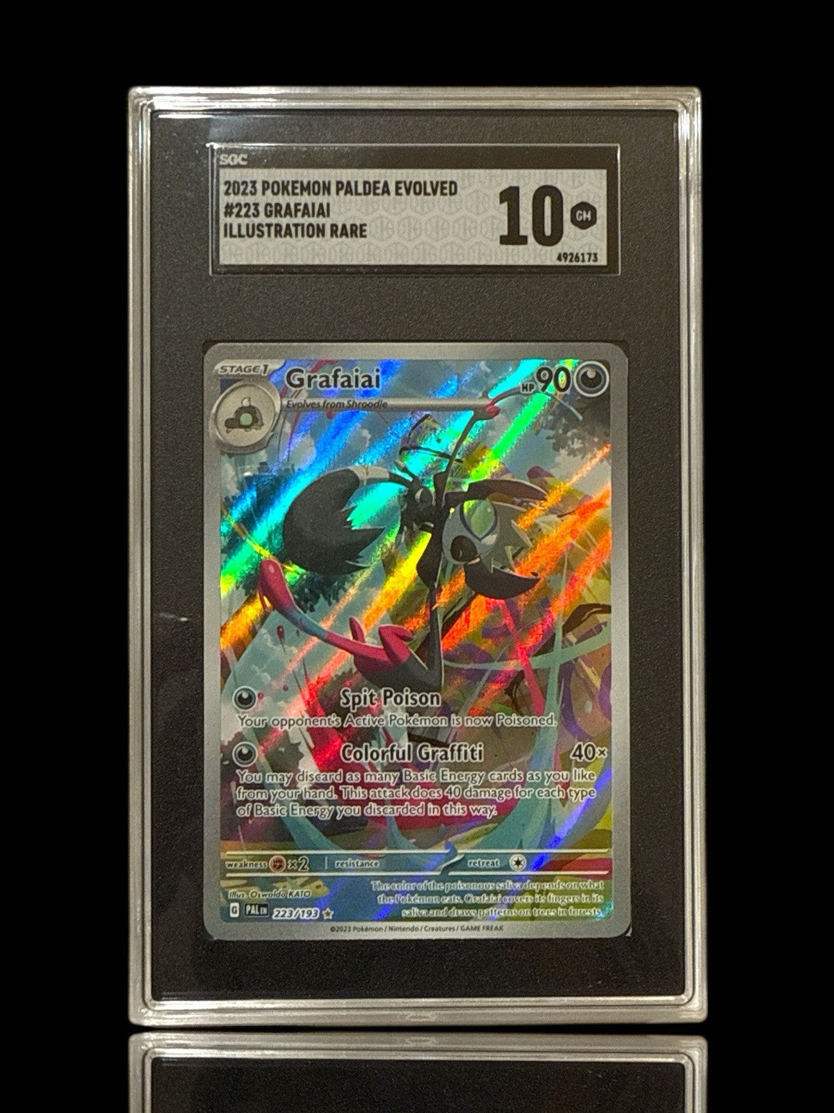 ‼️Grafaiai 223/193: Paldea Evolved Holo GRADE 10! SAME DAY SHIP~SHOOT OFFER💨