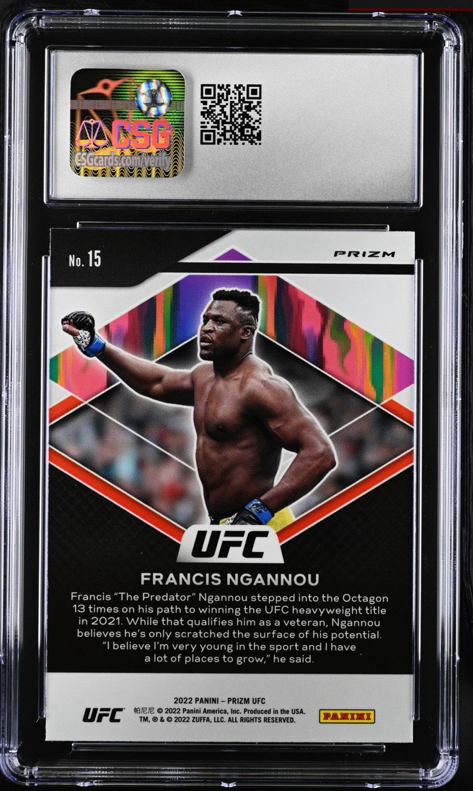 2022 Panini Prizm UFC - Fearless Francis Ngannou #15 Green Prizm GRADE 9.5~POP 1