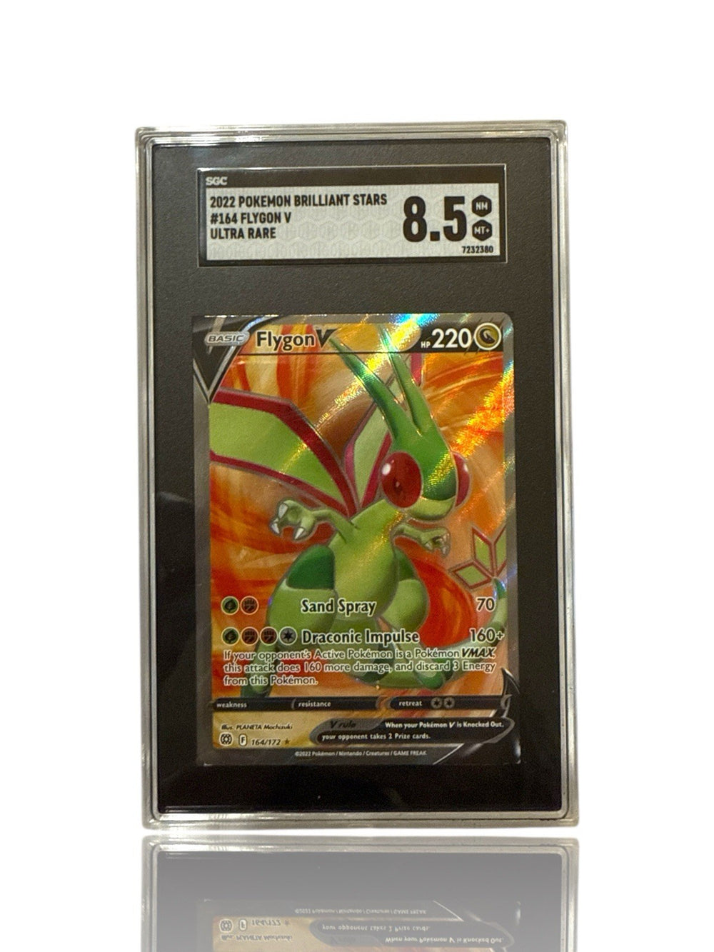 ‼️Pokemon Flygon V (Full Art) 164/172: Brilliant Stars Holo GRADE 8.5!💨