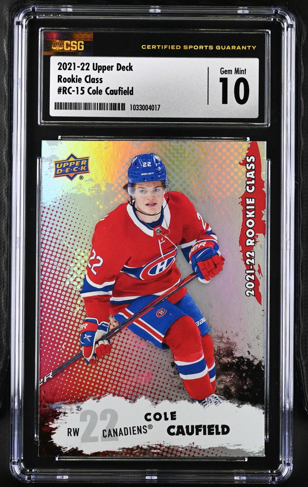 ‼️2021-22 Upper Deck Rookie Class #RC-15 Cole Caufield GRADE 10! SHIPS FAST💨