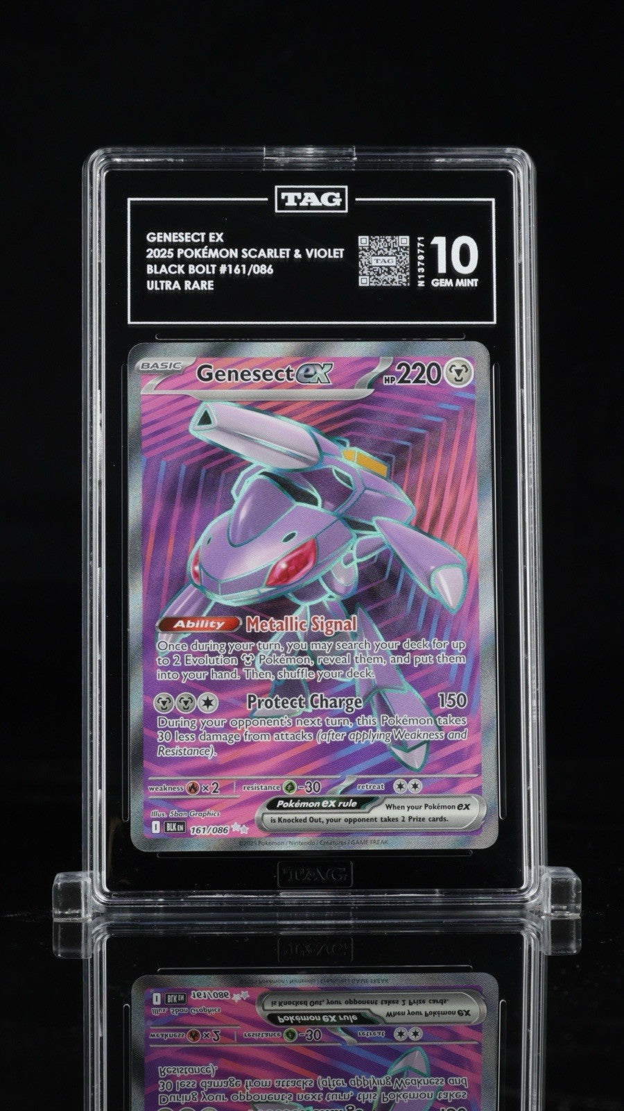 ‼️Genesect ex 161/086: Black Bolt Holo TAG GRADE 10! SAME DAY SHIP~SHOOT OFFER💨