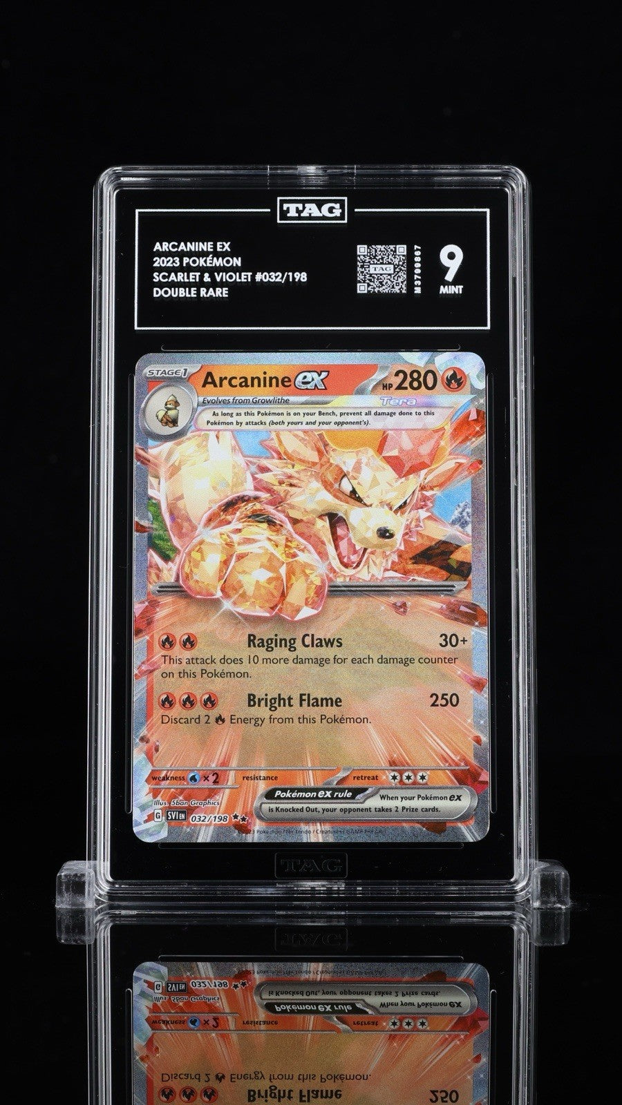 ⚠️ Arcanine ex 032/198 Scarlet & Violet Base~TAG GRADE 9~FAST SHIP SHOOT OFFER💨
