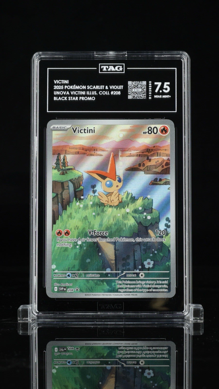🌅 Victini 208: Scarlet & Violet Promo TAG GRADE 7.5~SAME DAY SHIP~SHOOT OFFER!