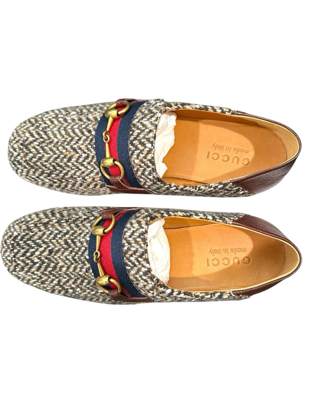 ‼️NEW IN BOX GUCCI Horsebit Herringbone Tweed & Leather Loafers GUCCI SIZE 6.5!