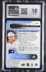 ‼️2022-23 SP Game Used AUTO 10 #201 Hayden Hodgson Blue~GRADE 9.5! POP 1! 💨
