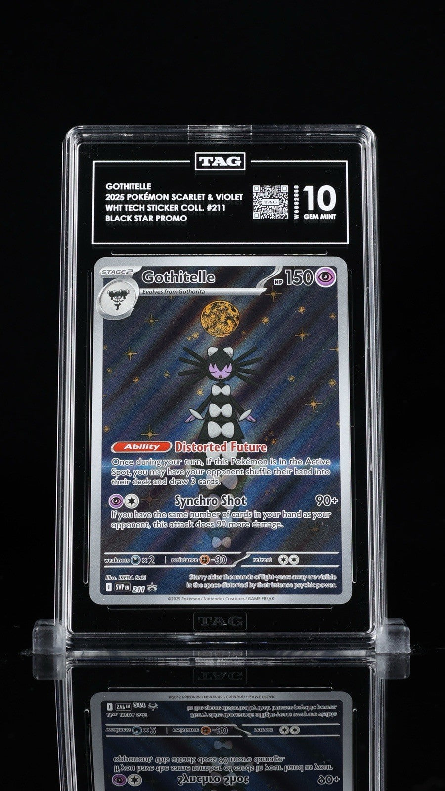 ‼️GOTHITELLE 2025 POKÉMON WHITE FLARE #211 BLACK STAR TAG GRADE 10~SHOOT OFFER💨