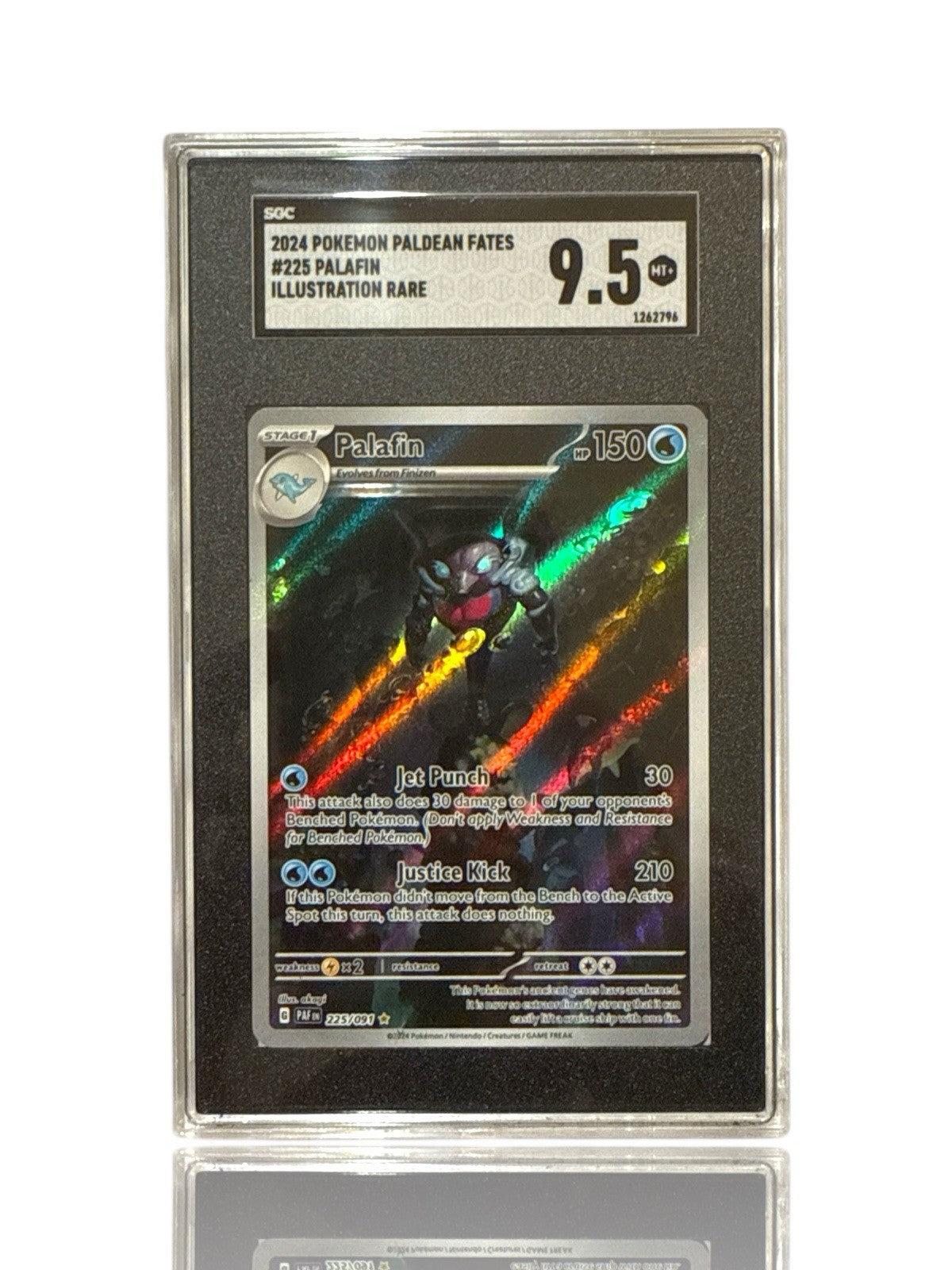 ‼️Pokemon Palafin 225/091: Paldean Fates Holo GRADE 9.5! FAST SHIP~SHOOT OFFER💨