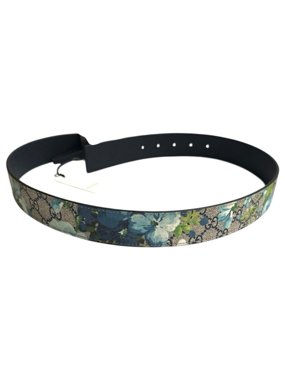 ‼️Gucci GG Blooms Floral Leather Belt Silver Buckle Blue SIZE 115/46 SHOOT OFFER