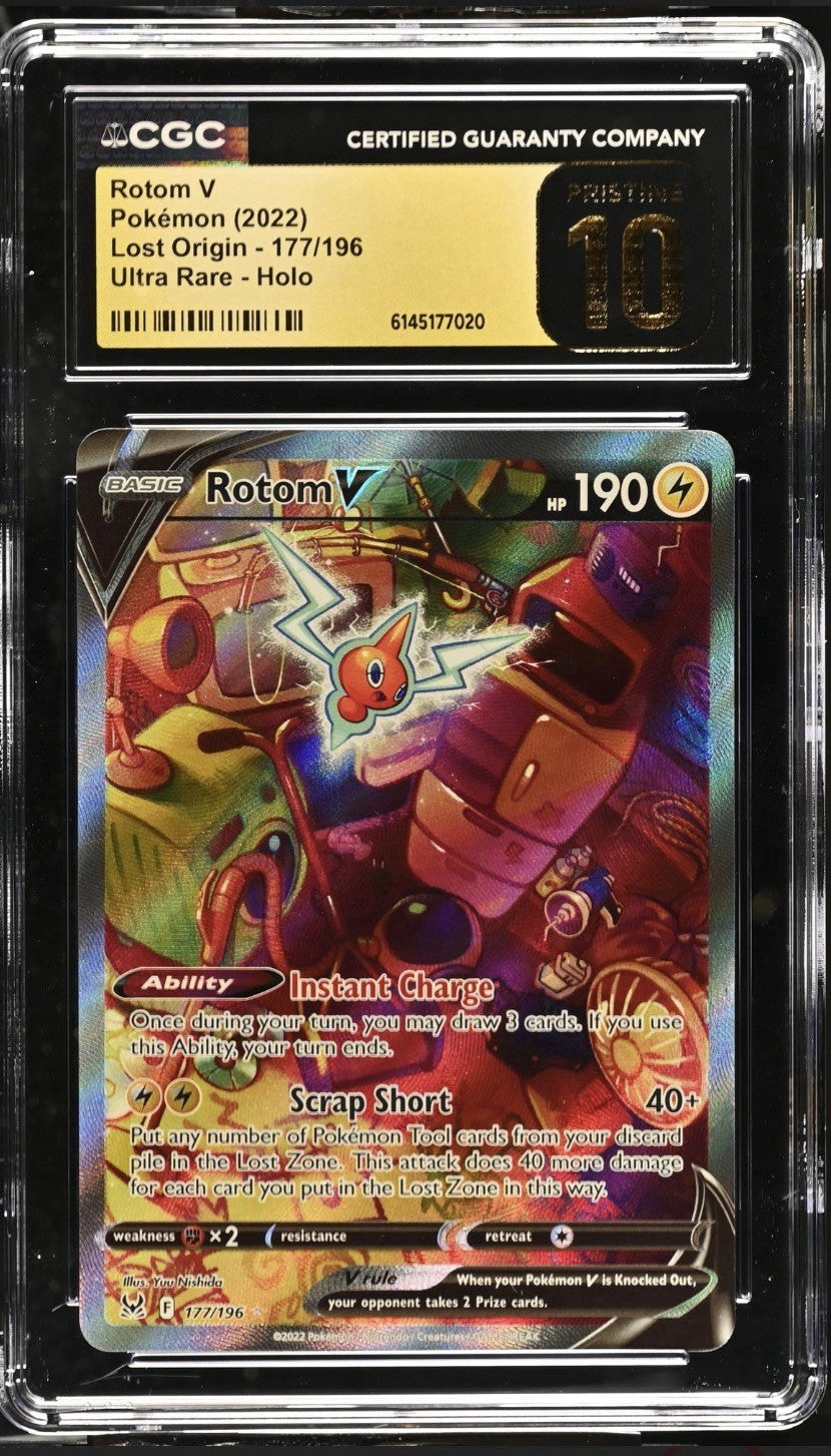 ⚡️ Rotom V #177 Lost Origin Holo GRADE 10 PRISTINE GOLD LABEL POP 23!💨