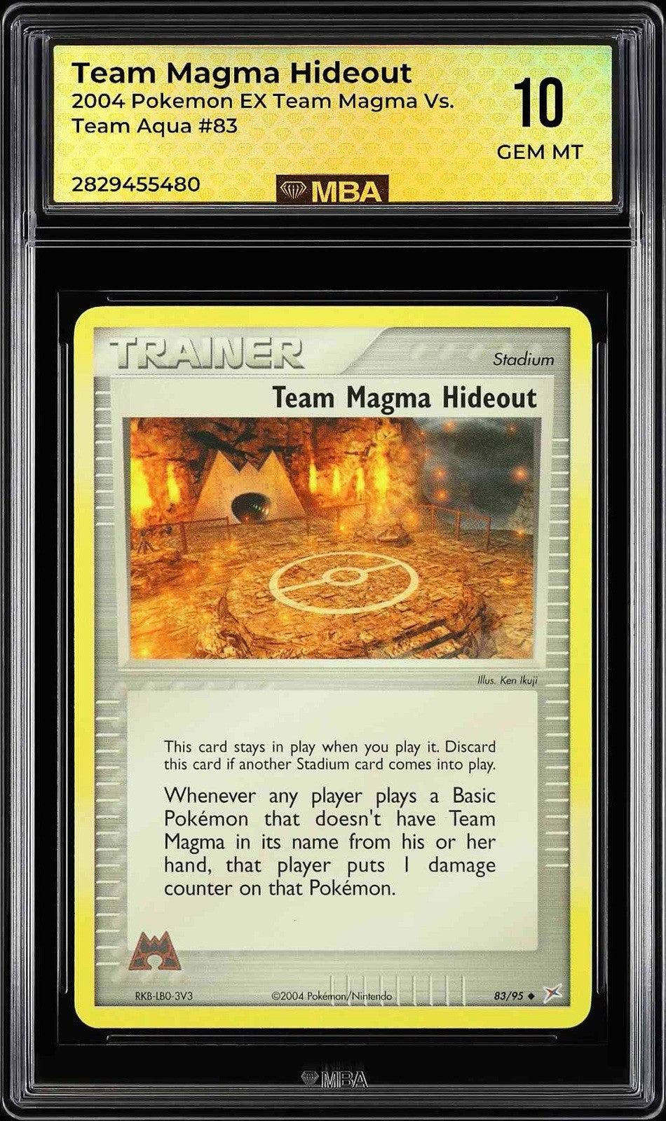 ⚠️ Pokemon Team Magma Hideout EX Team Magma vs Team Aqua #83~ MBA GRADE 10 POP 1