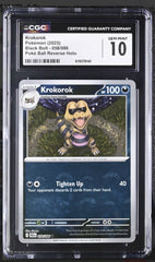 ‼️Krokorok PokeBall 058/086 Black Bolt Holo GRADE 10! SAME DAY SHIP SHOOT OFFER