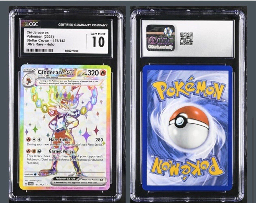 ‼️Cinderace ex 157/142 Sv07: Stellar Crown Holo GRADE 10! SHIPS SAME DAY!💨