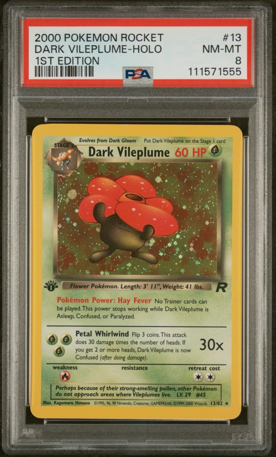 💚 Dark Vileplume #13 Team Rocket 1st Edition Holo PSA GRADE 8! SHOOT OFFER!💨