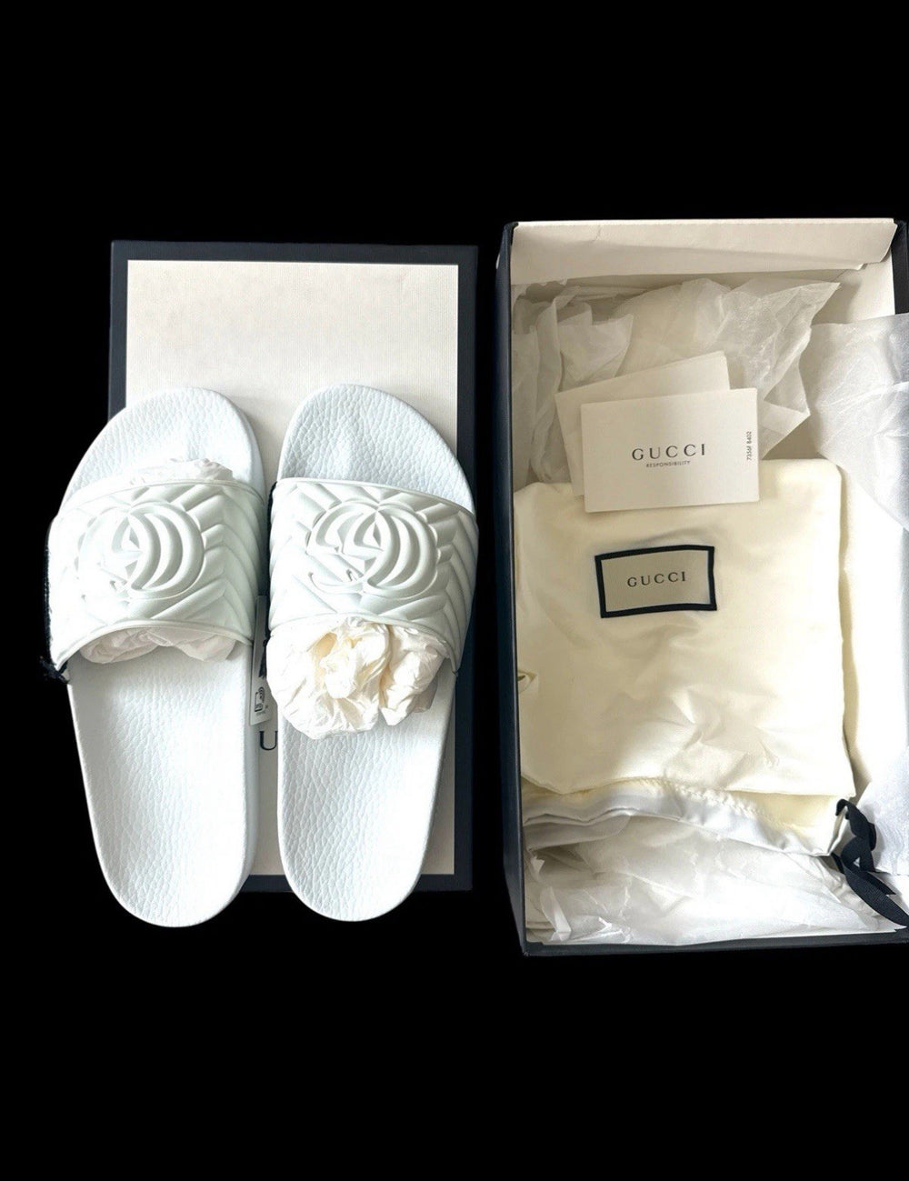 ‼️GUCCI SLIDES UNISEX SIZE 10! BRAND NEW WITH BOX/ BAGS ALL WHITE! SHIPS FAST⚡️