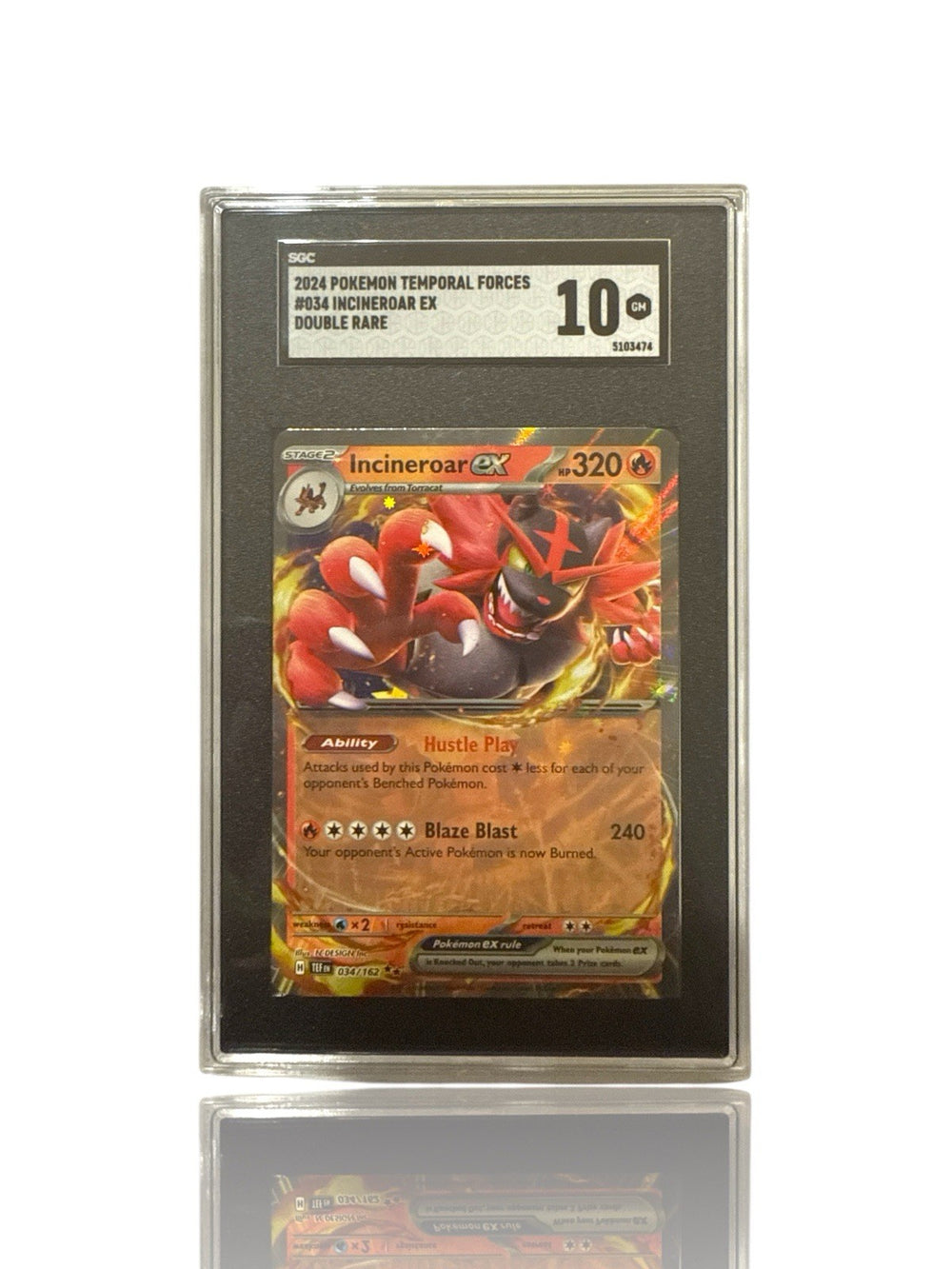 ‼️Pokemon Incineroar ex 034/162: Temporal Forces Holo GRADE 10~SHOOT OFFER!💨