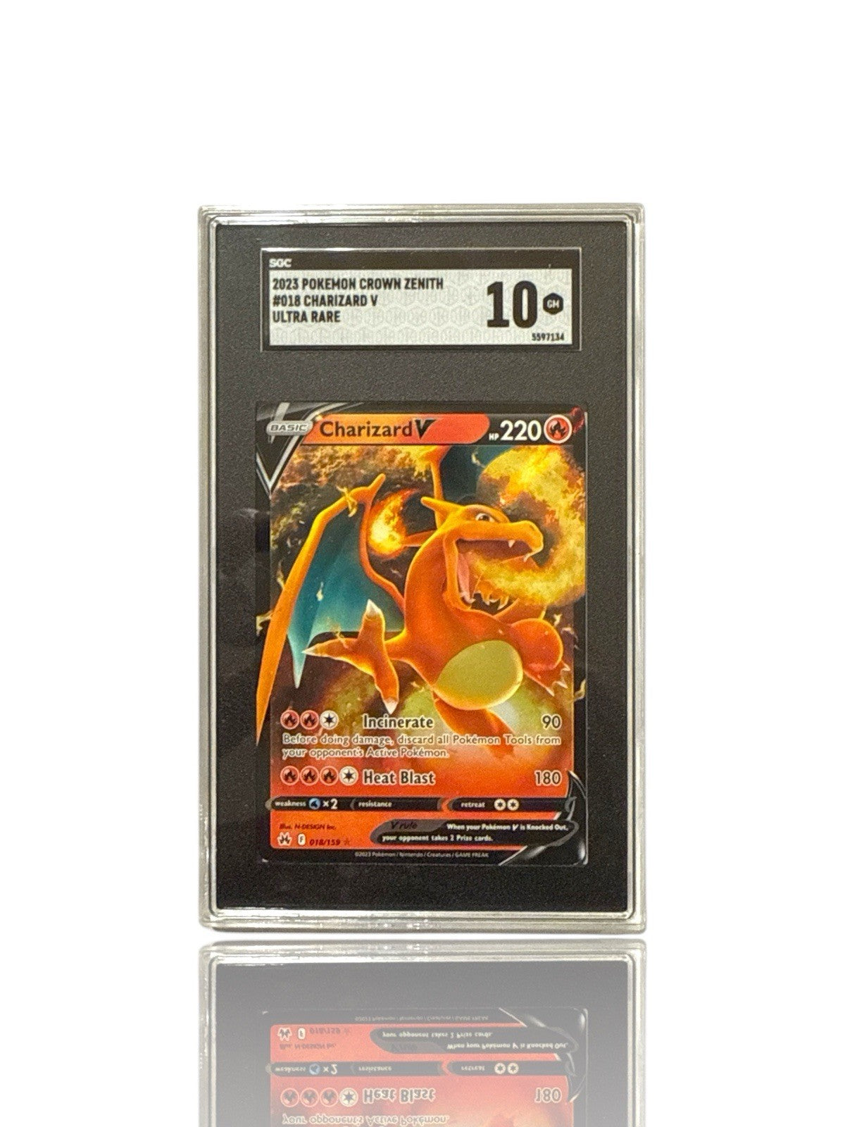 ‼️Pokemon Charizard V 018/159 Crown Zenith Holo GRADE 10! FAST SHIP~SHOOT OFFER