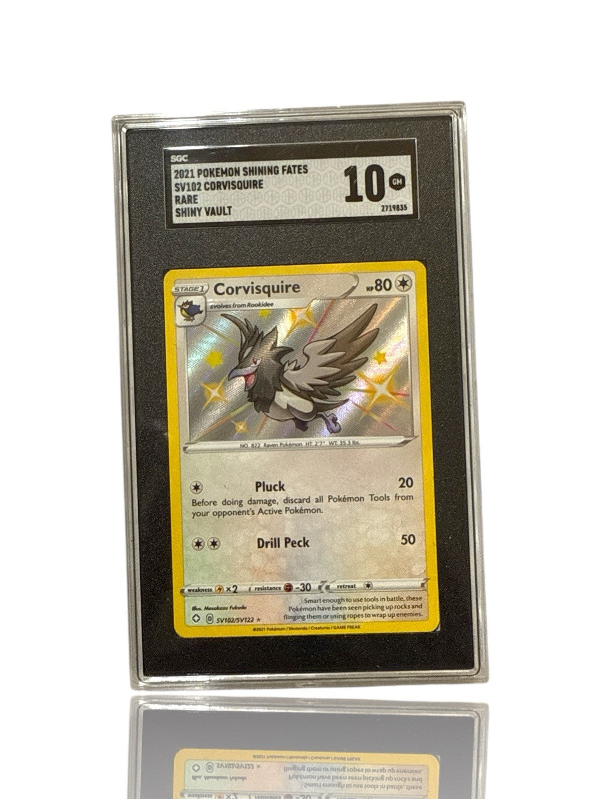‼️Pokemon Corvisquire SV102/SV122 Shining Fates: Shiny Vault Holo GRADE 10!💨