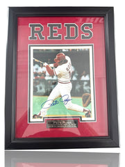 ⚠️ PETE ROSE SIGNED AUTO CINCINNATI REDS 14x18” FRAMED COA MATTED~SHOOT OFFER💨