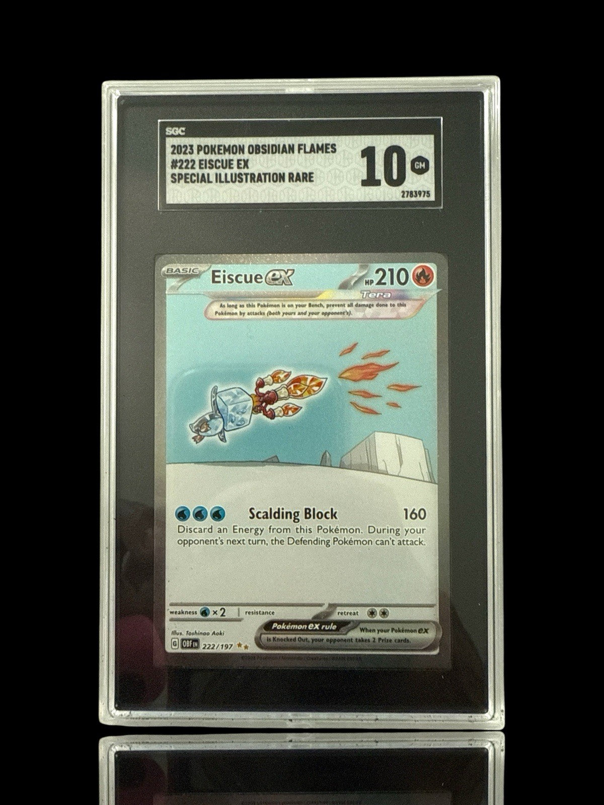 ‼️2023 POKEMON OBSIDIAN FLAMES #222 EISCUE EX SPECIAL ILLUSTRATION RARE GRADE 10