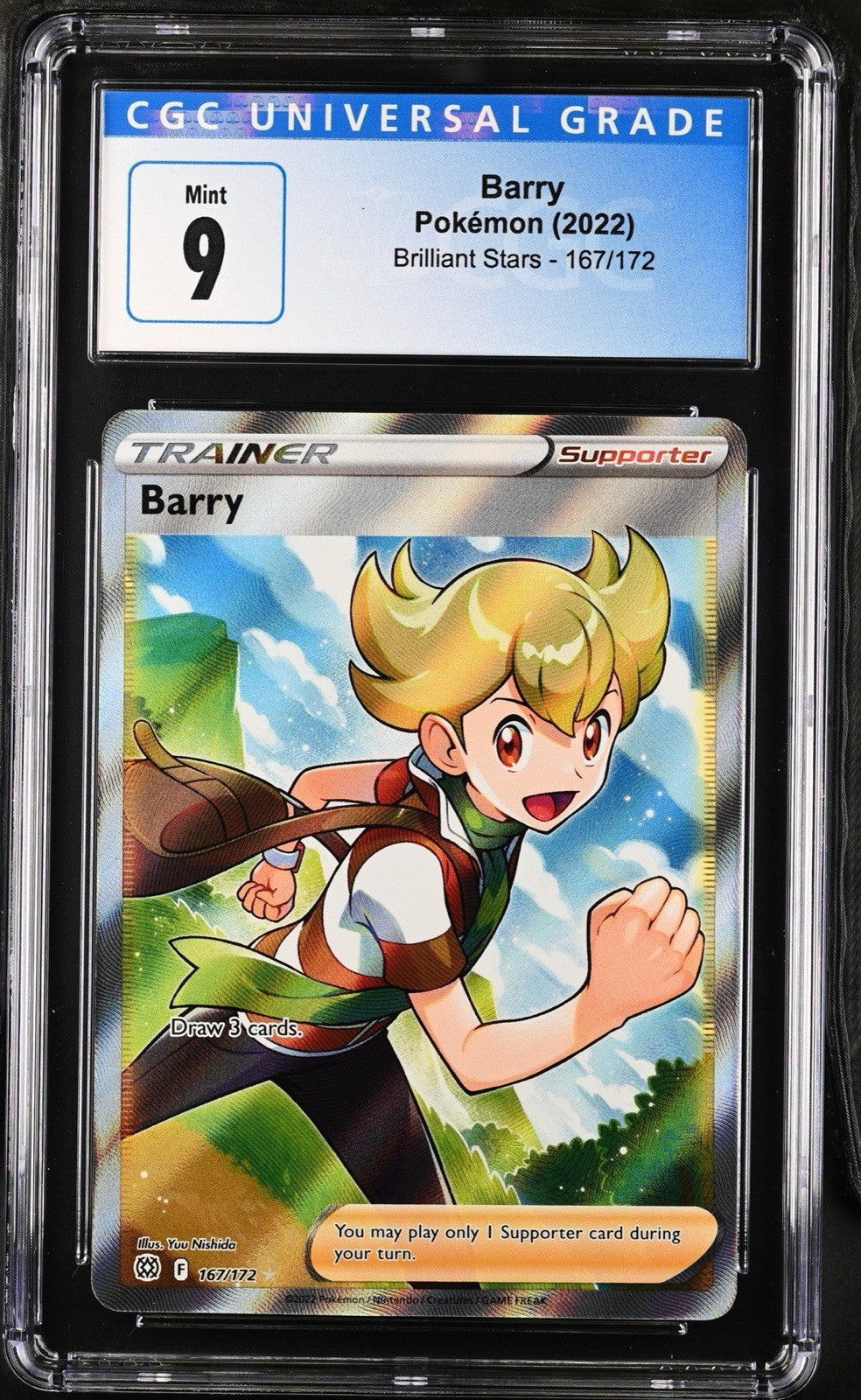 ‼️Barry (Full Art) SWSH09: Brilliant Stars Ultra Rare #167/172 GRADE 9!💨