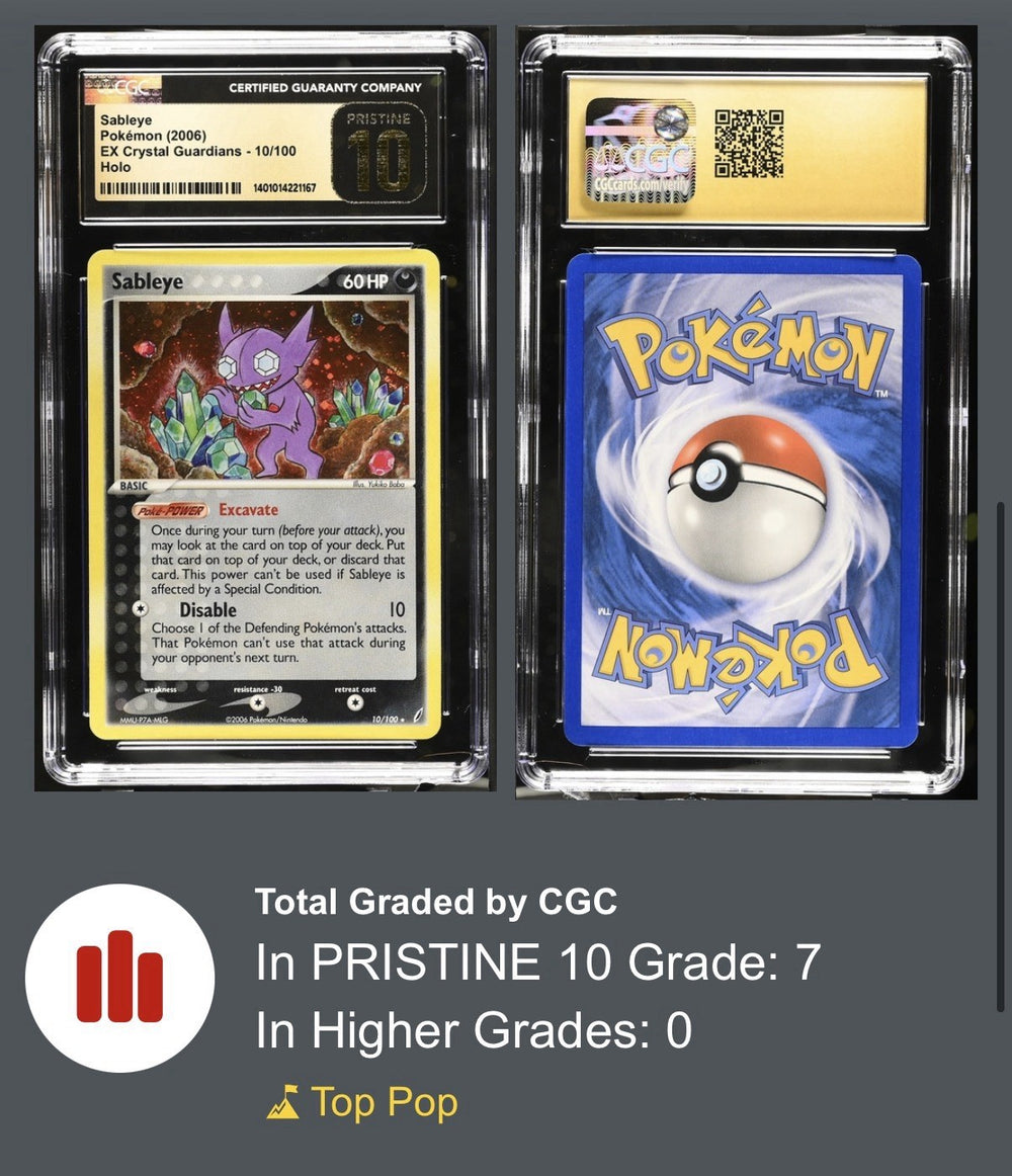 🌀 Sableye #10 Pokemon Crystal Guardians Holo~PRISTINE 10 GOLD LABEL TOP POP 7💨