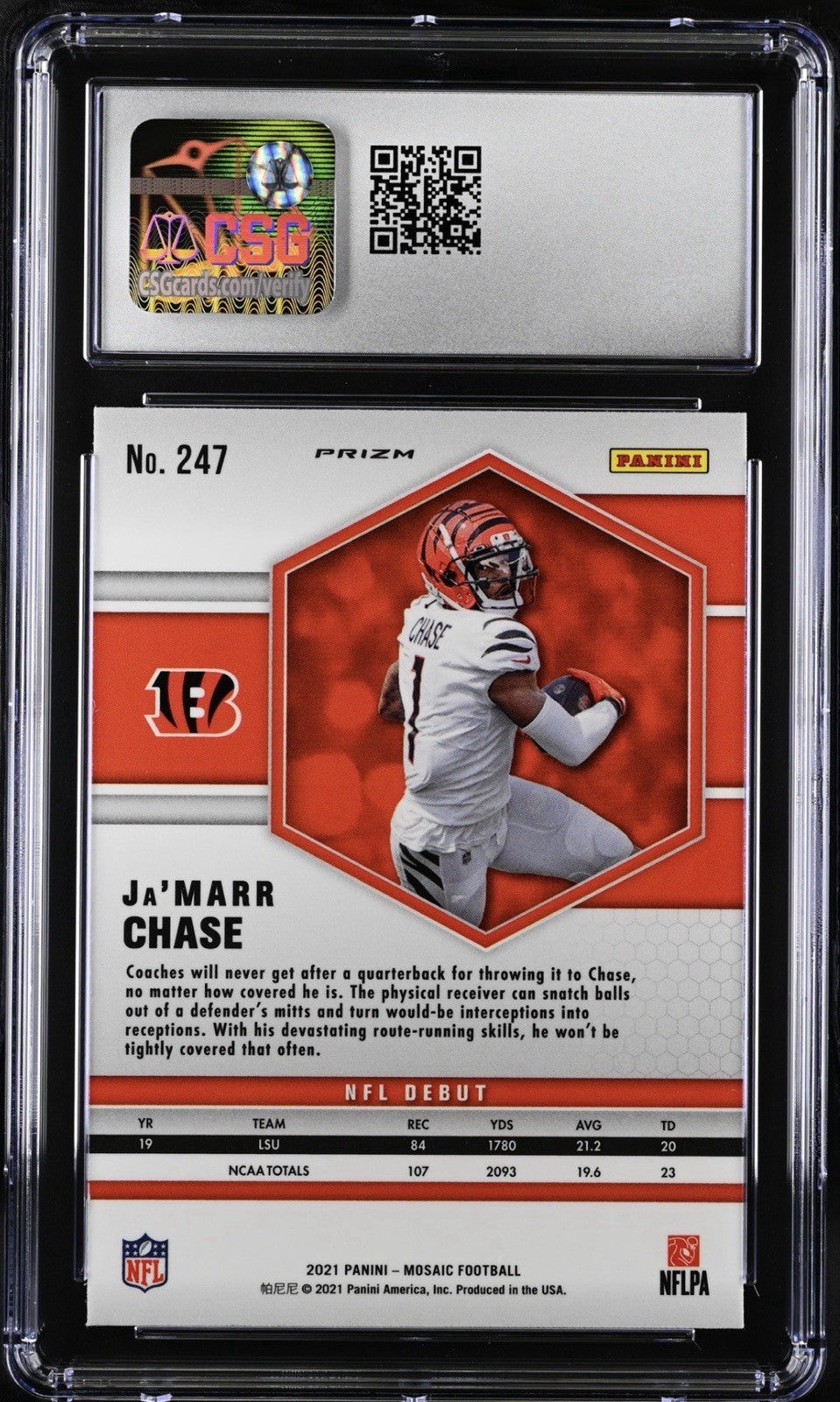 ‼️2021 Panini Mosaic - NFL Debut Ja'Marr Chase #247 Reactive Blue Mosaic Prizm💨