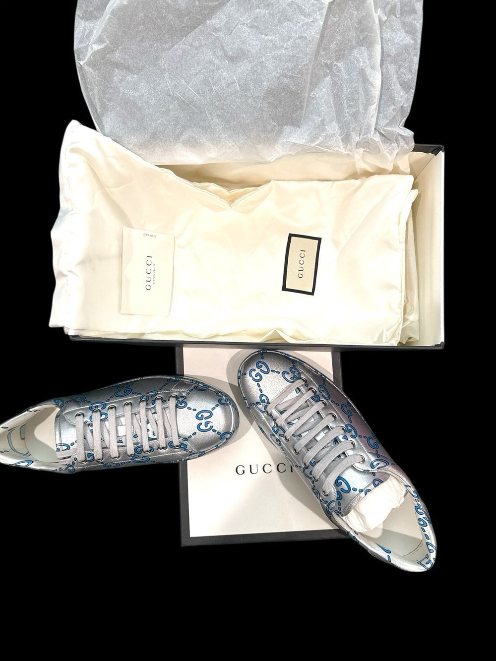 ‼️GUCCI Miro Rubber Wax GucciGhost Print Mens New Ace Sneakers SIZE 9~FAST SHIP