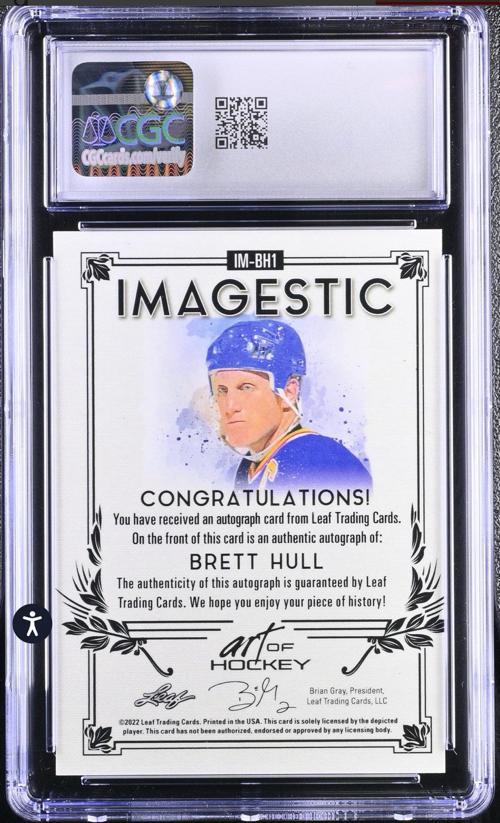 ‼️2021-22 Leaf Art of Hockey Imagestic Autographs #IM-BH1 Brett Hull GRADE 9💨