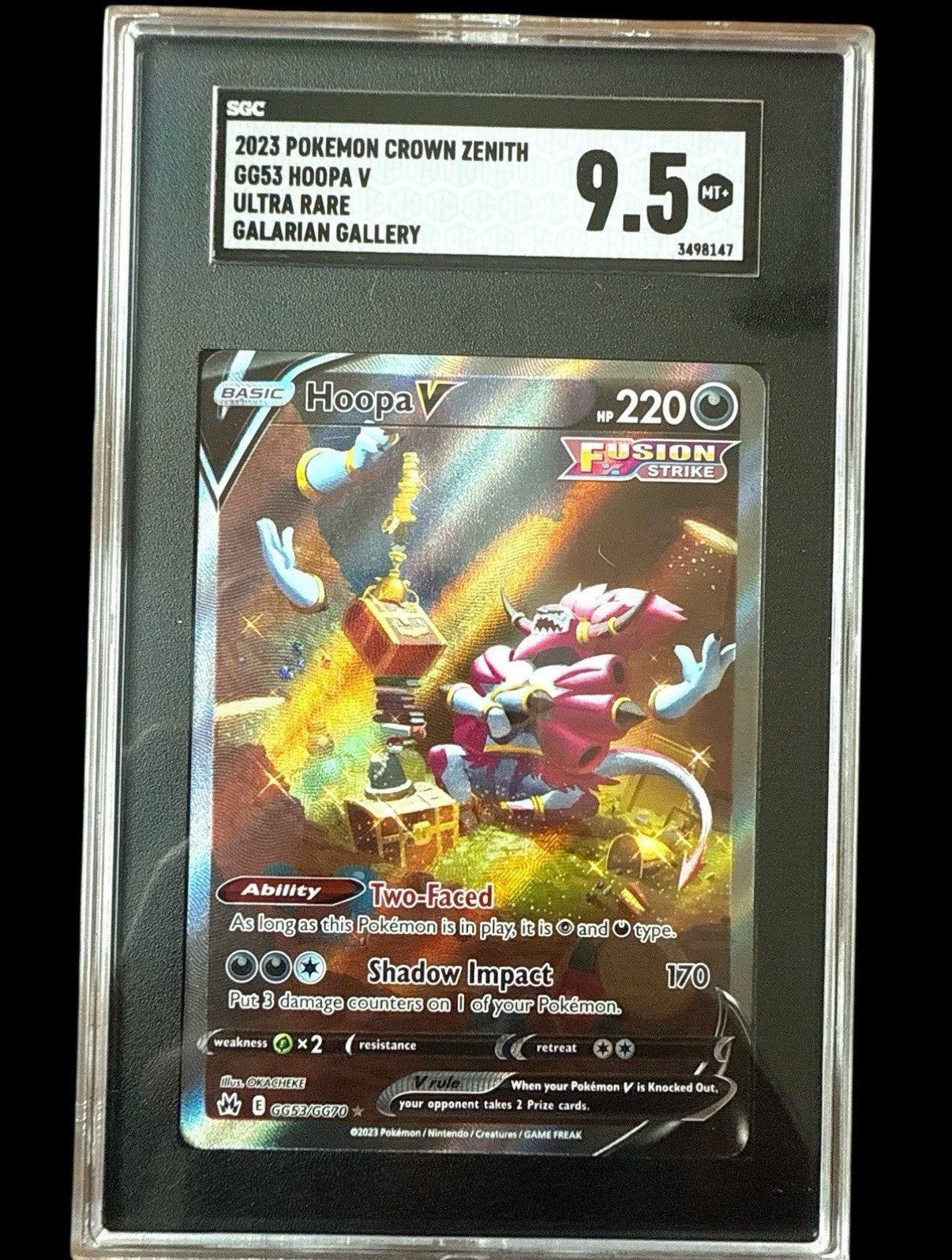 ‼️Hoopa V GG53/GG70 Crown Zenith: Galarian Gallery Holo GRADE 9.5! SHIPS FAST💨