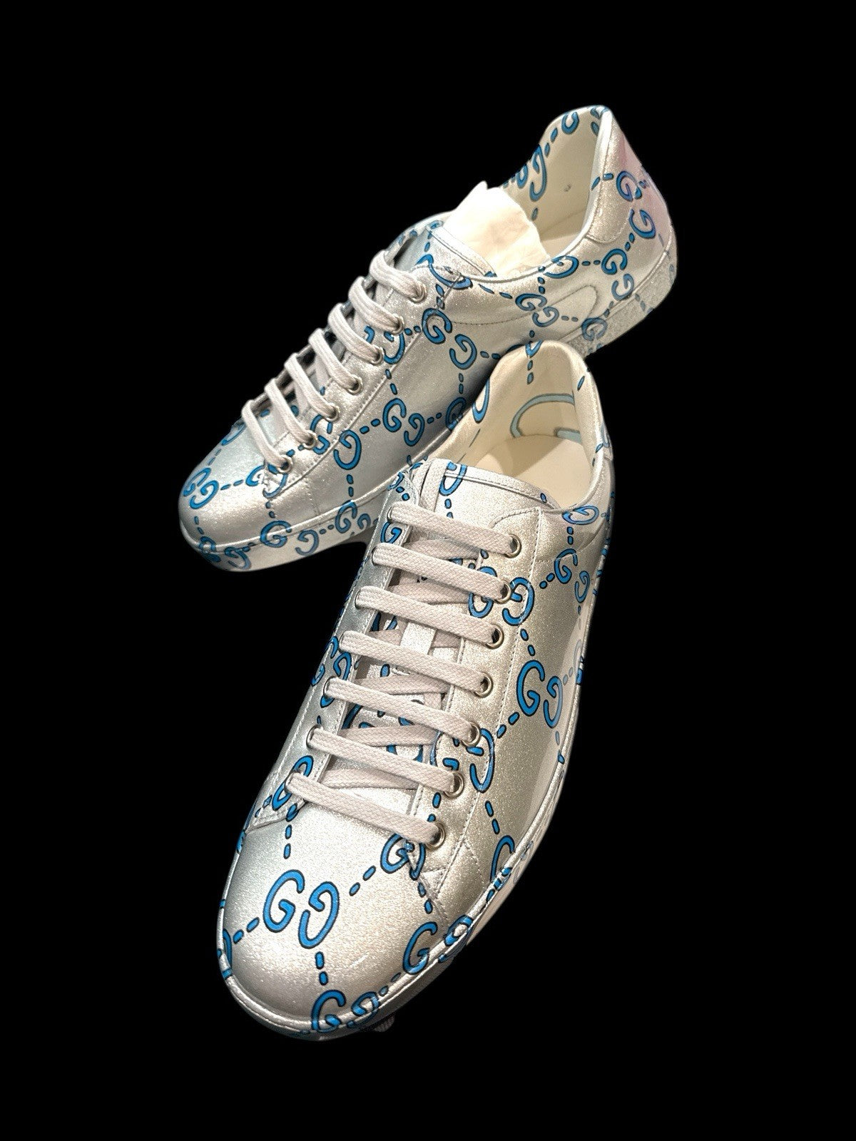 ‼️GUCCI Miro Rubber Wax GucciGhost Print Mens New Ace Sneakers SIZE 9~FAST SHIP