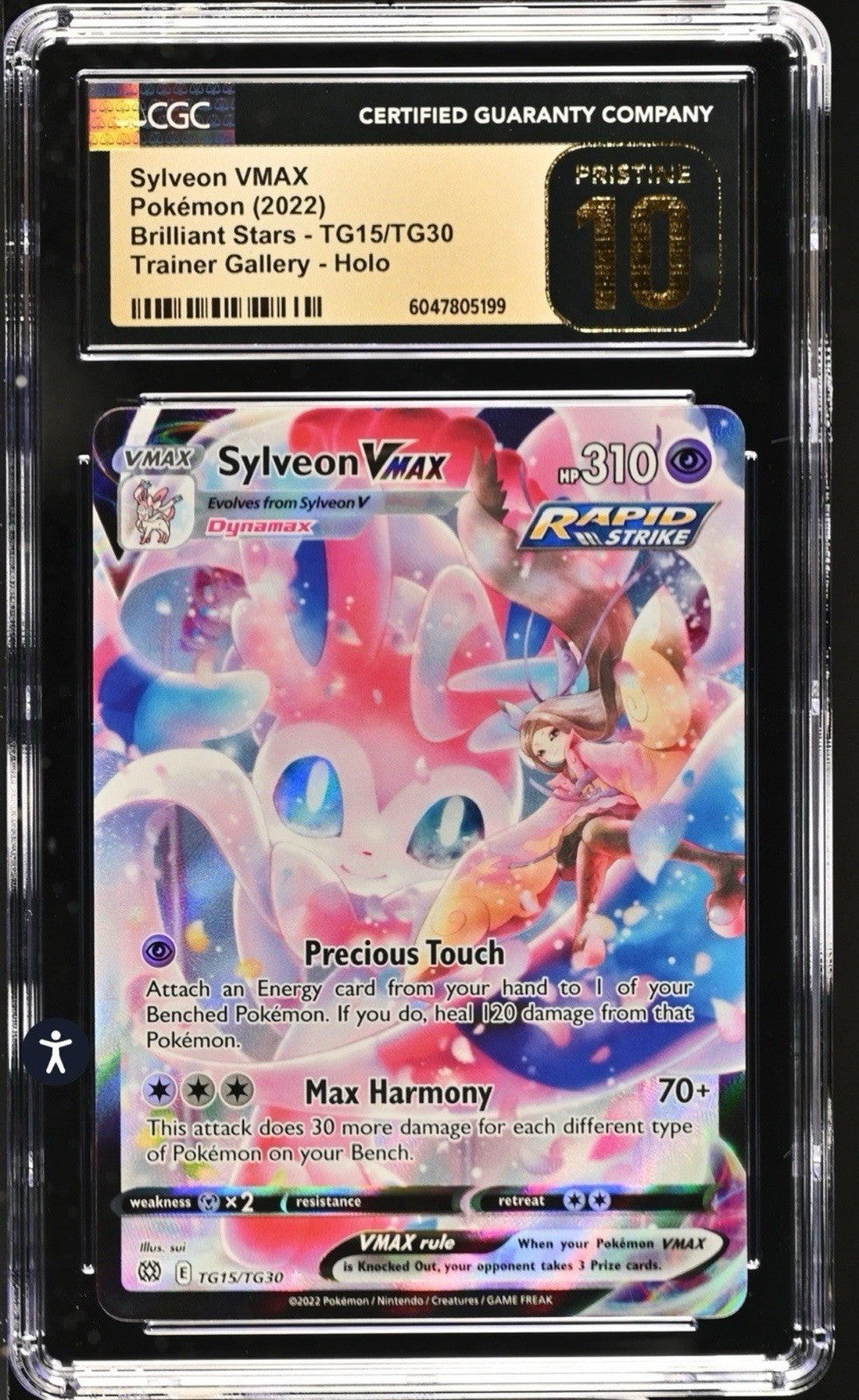 ‼️Sylveon VMAX TG15/TG30 Swsh09: Brilliant Stars Holo GRADE 10 PRISTINE!💨