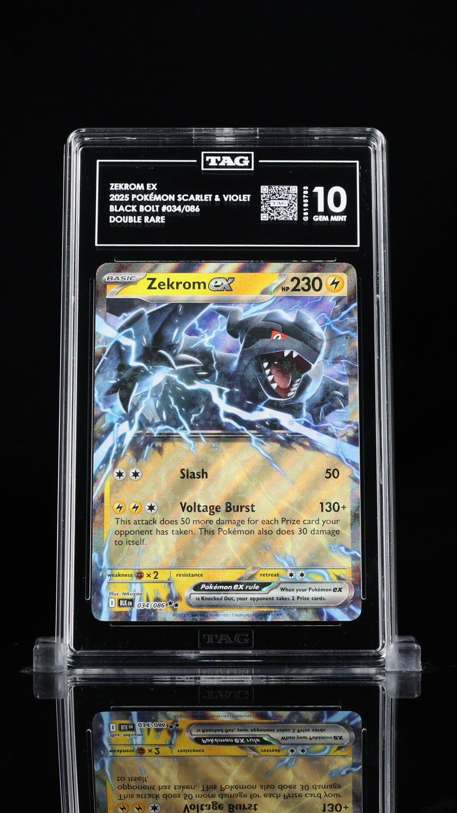 ‼️ZEKROM EX 2025 POKÉMON SCARLET & VIOLET BLACK BOLT #034 TAG GRADE 10!💨
