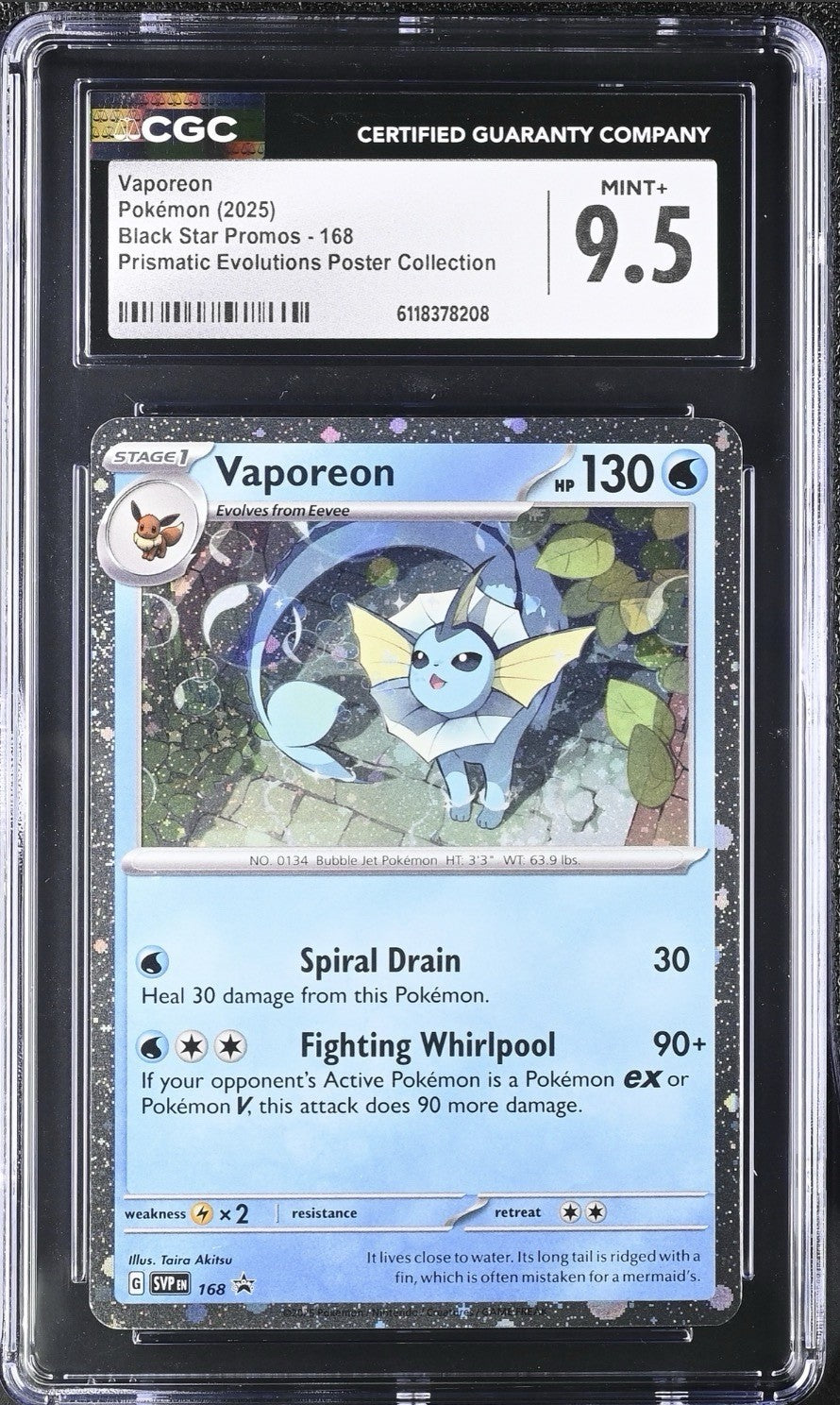 💎 Vaporeon 168 Cosmos Holo Scarlet & Violet Promo GRADE 10! SHOOT OFFER!💨