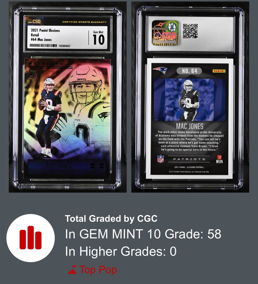 ‼️2021 Panini Illusions~Mac Jones #64  (RC) GRADE 10! FAST SHIP~SHOOT OFFER💨