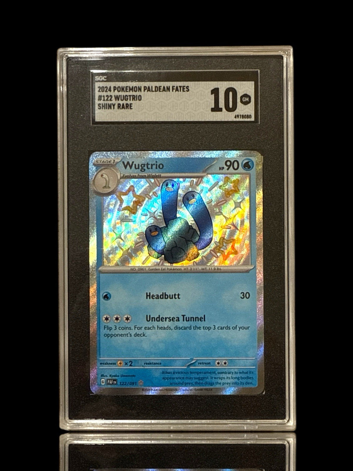 ‼️Wugtrio 122/091: Paldean Fates BABY SHINY GRADE 10! FAST SHIP! SHOOT A OFFER💨