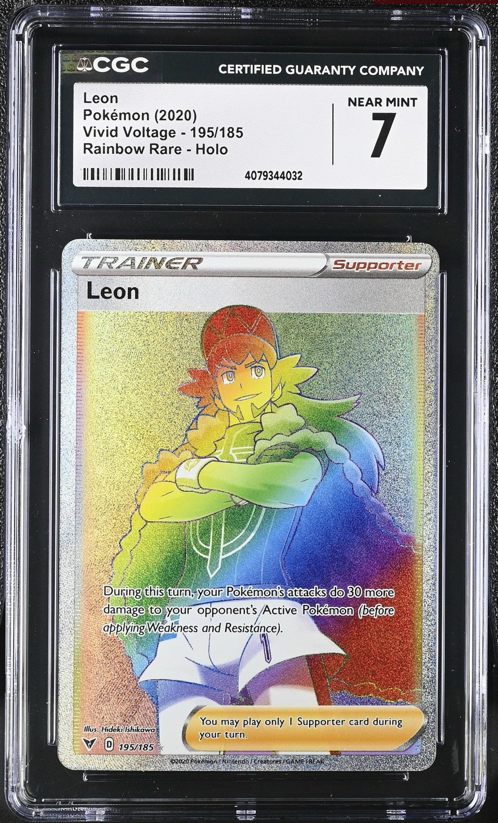 ‼️Leon (Secret) 195/185 Swsh04: Vivid Voltage Holo GRADE 7~BELOW GRADING COST💨