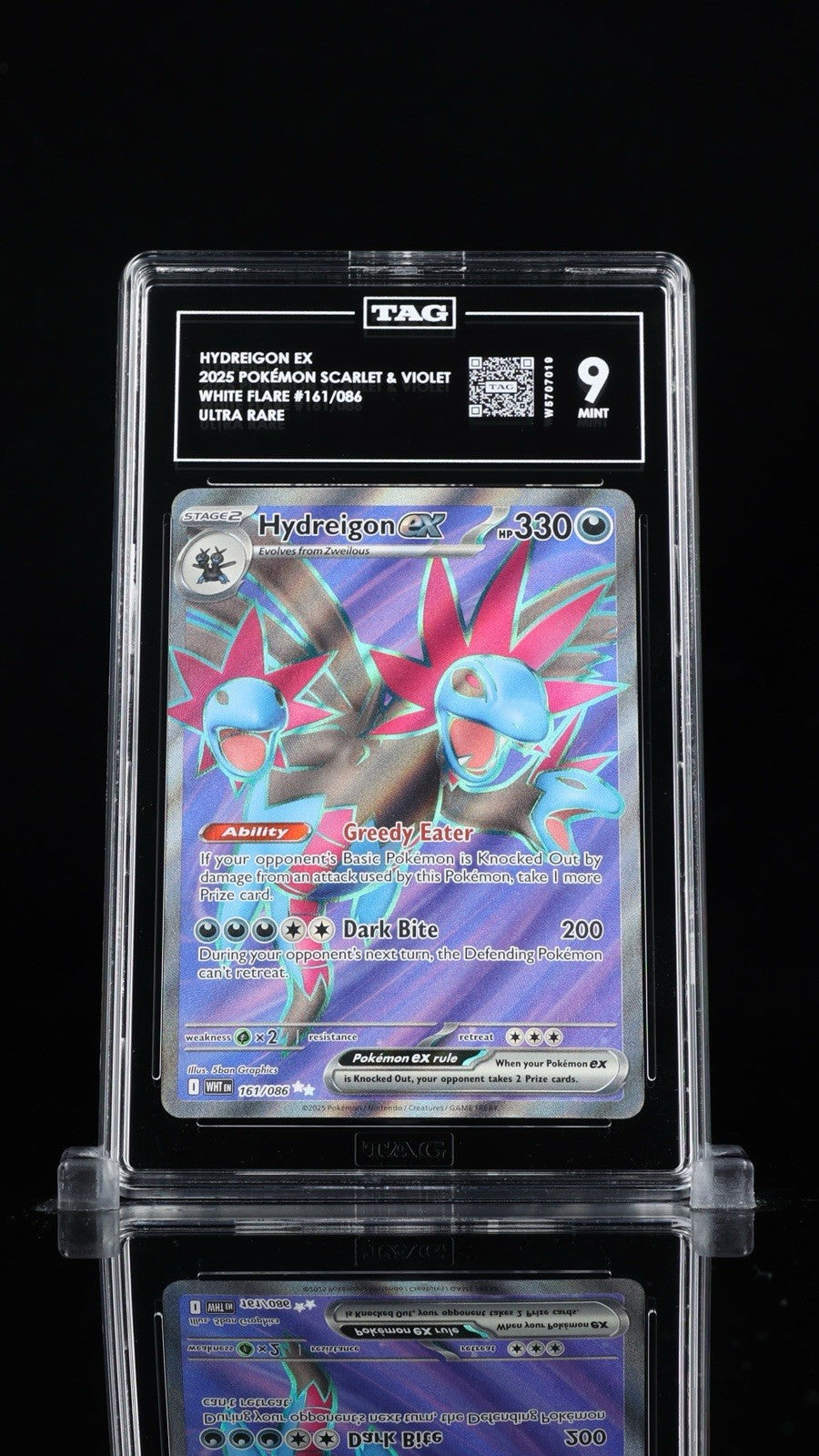 ‼️Hydreigon ex 161/086: White Flare Holo TAG GRADE 9! FAST SHIP~SHOOT OFFER!💨