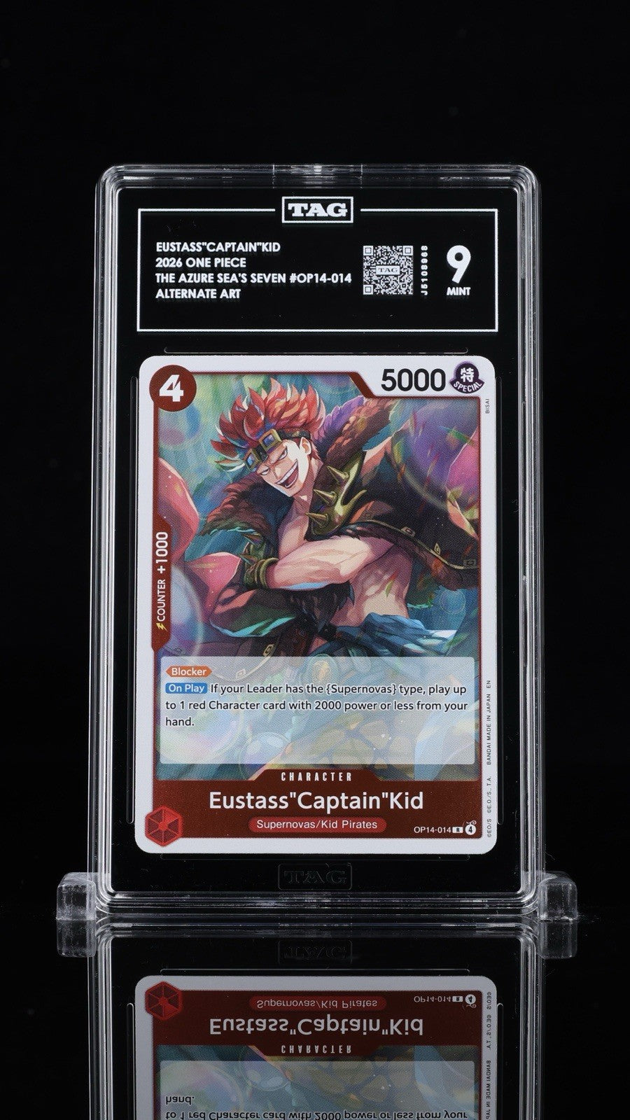 ⚠️ Eustass"Captain"Kid OP14-014 The Azure Sea's Seven TAG GRADE 9~SHOOT OFFER💨