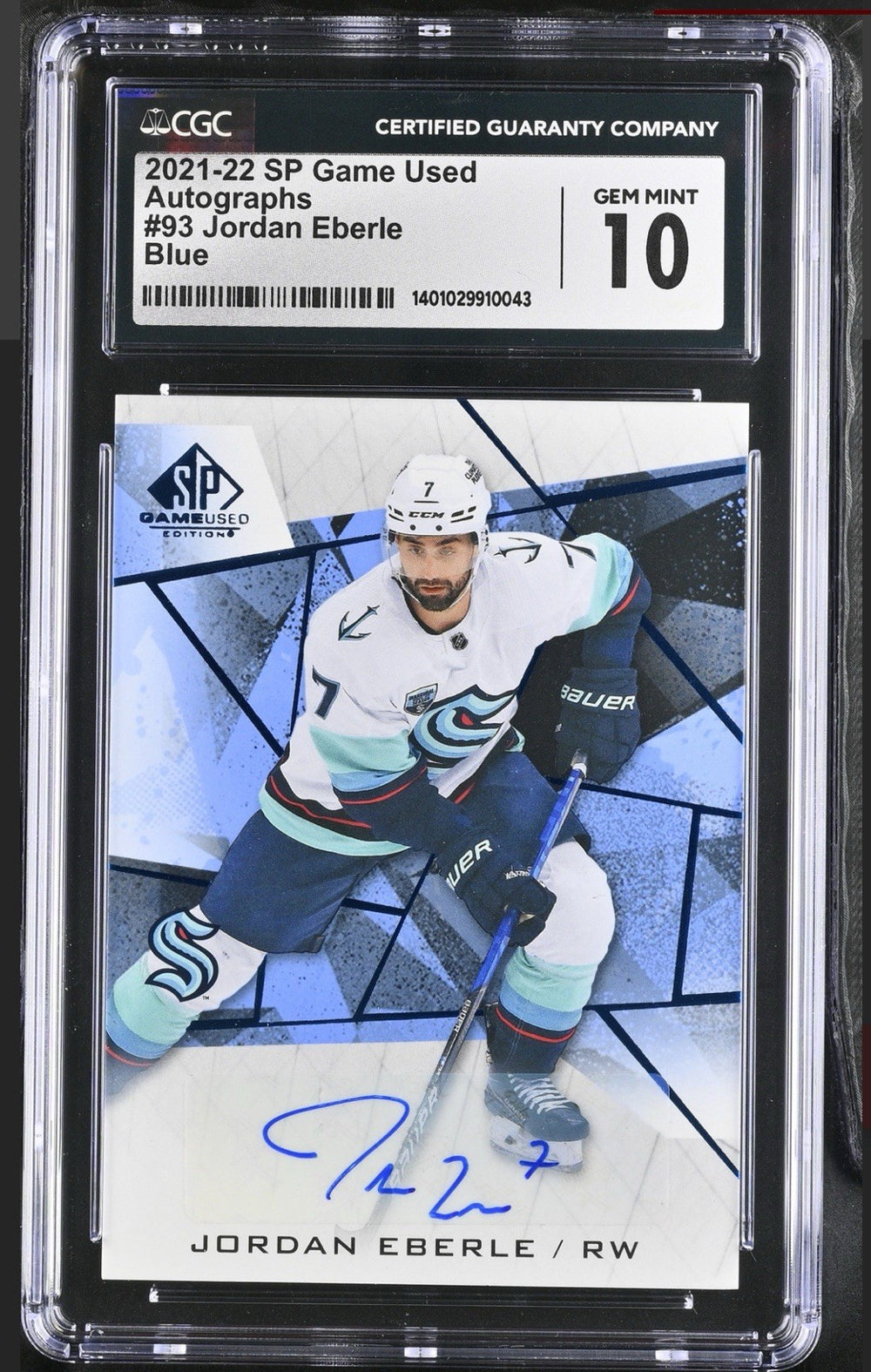 ‼️2021-22 SP Game Used Autograph #93 Jordan Eberle Blue GRADE 10~AUTO 10~POP 1💨