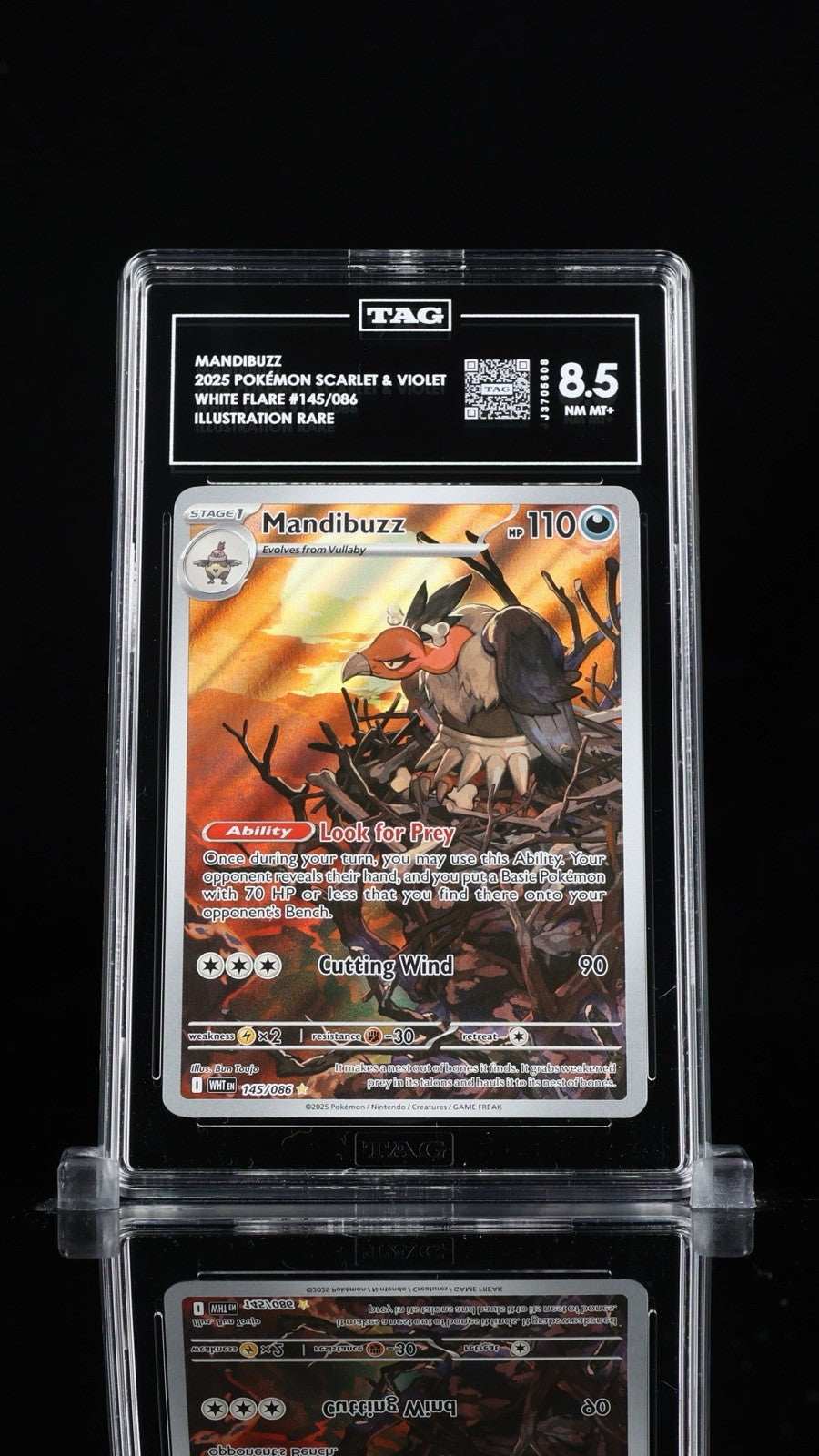 🔥Mandibuzz 145/086: White Flare Holo TAG GRADE 8.5! SAME DAY SHIO~SHOOT OFFER💨